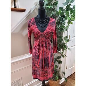 B. Friends Women's Multicolor Polyester V-Neck Long Sleeve Knee Length Dress S